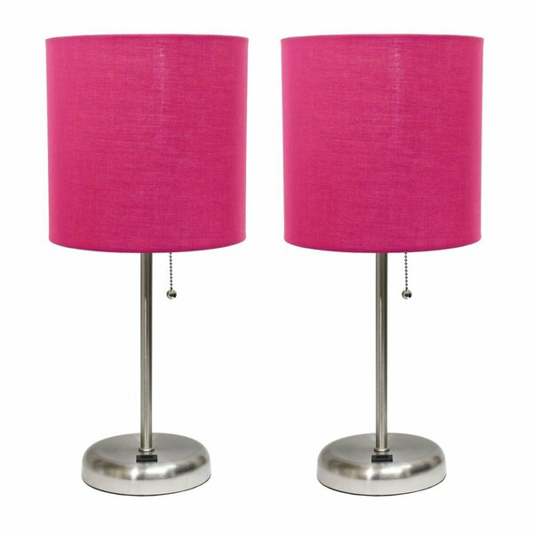 Diamond Sparkle Stick Lamp with USB charging port and Fabric Shade, Pink, 2PK DI2752005